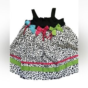 Girls Leopard Print Dress 4T  Colorfull Bows Good Lad Retail $35